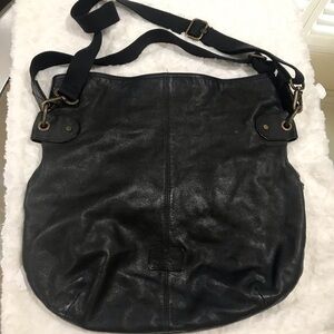 Kipling black Leather shoulder Crossbody bag unique 16×16